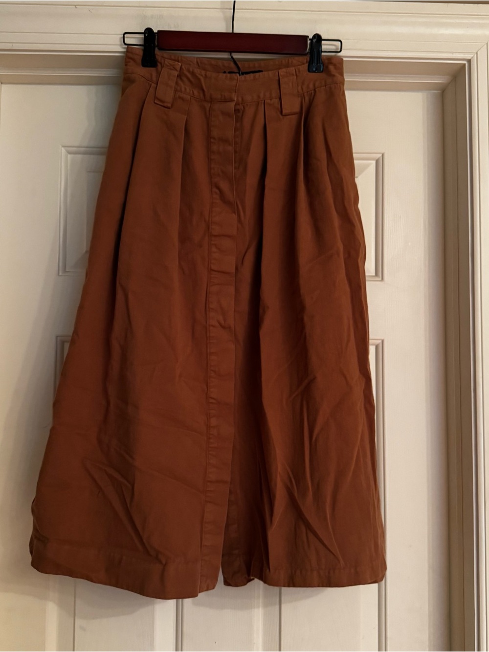 Madewell Rust-Brown High-Waist A-Line Midi Skirt